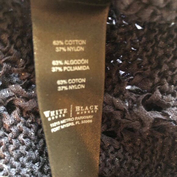 White House Black Market Studded Neckline Long Sleeve Navy Lace Sweater Size S - Picture 5 of 10